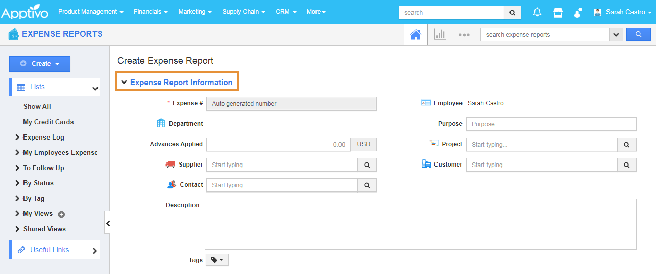 Expense Report Information